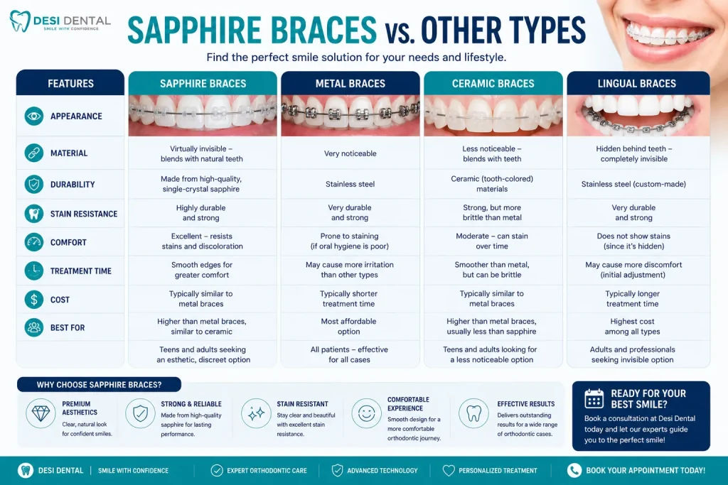 Sapphire Braces vs. Other Types